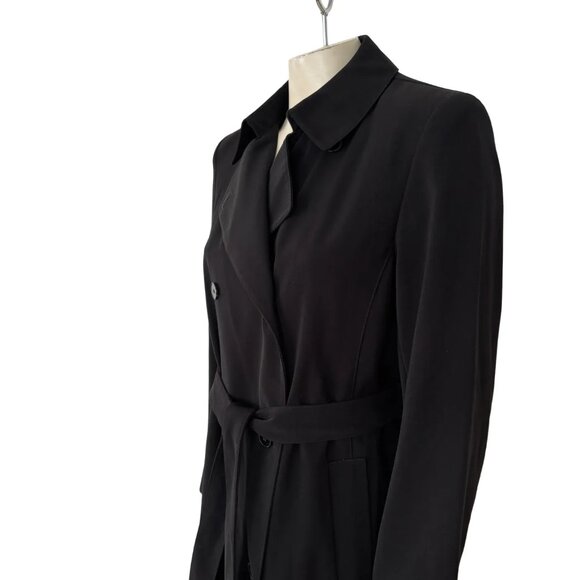 NWT GALLERY Water Repellent Double Breasted Belted Trench Coat in Black SZ 8 - Picture 5 of 14